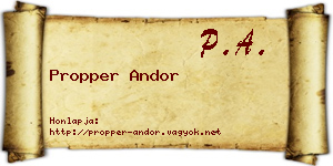 Propper Andor névjegykártya